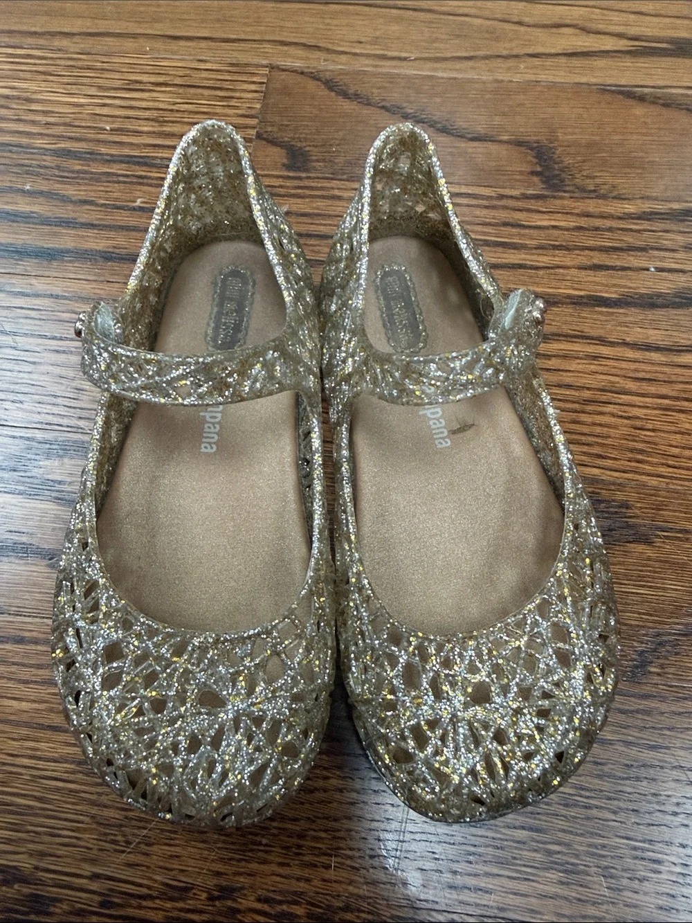 Mini Melissa Gold Glitter Jellies
